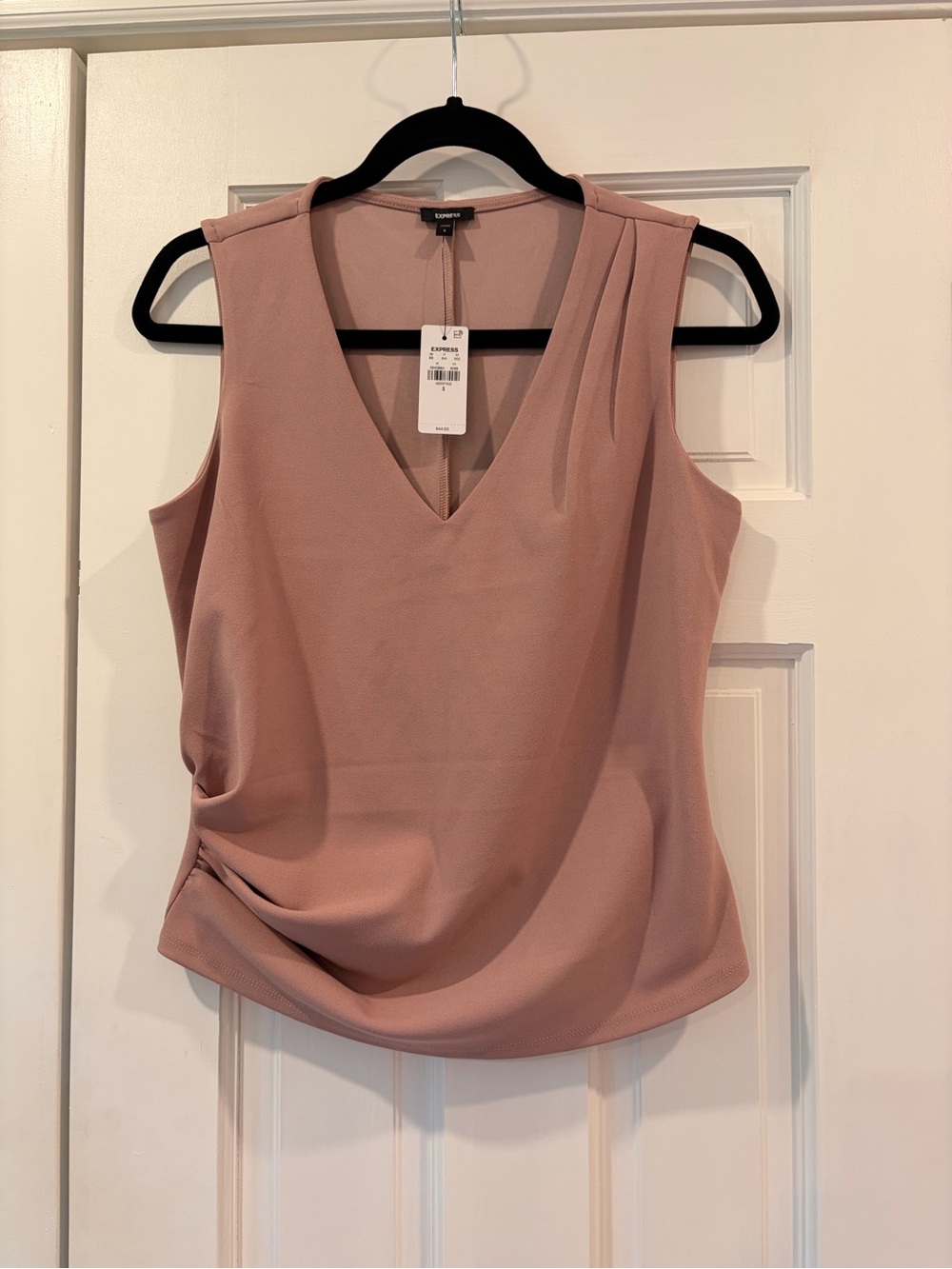 Express Sleeveless V-Neck Draped Top in Mauve Pink